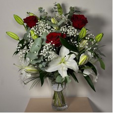 Lilies & Red Rose