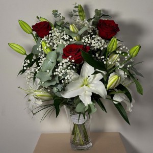 Lilies & Red Rose