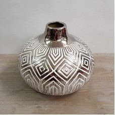 Silver Deco Vase Low